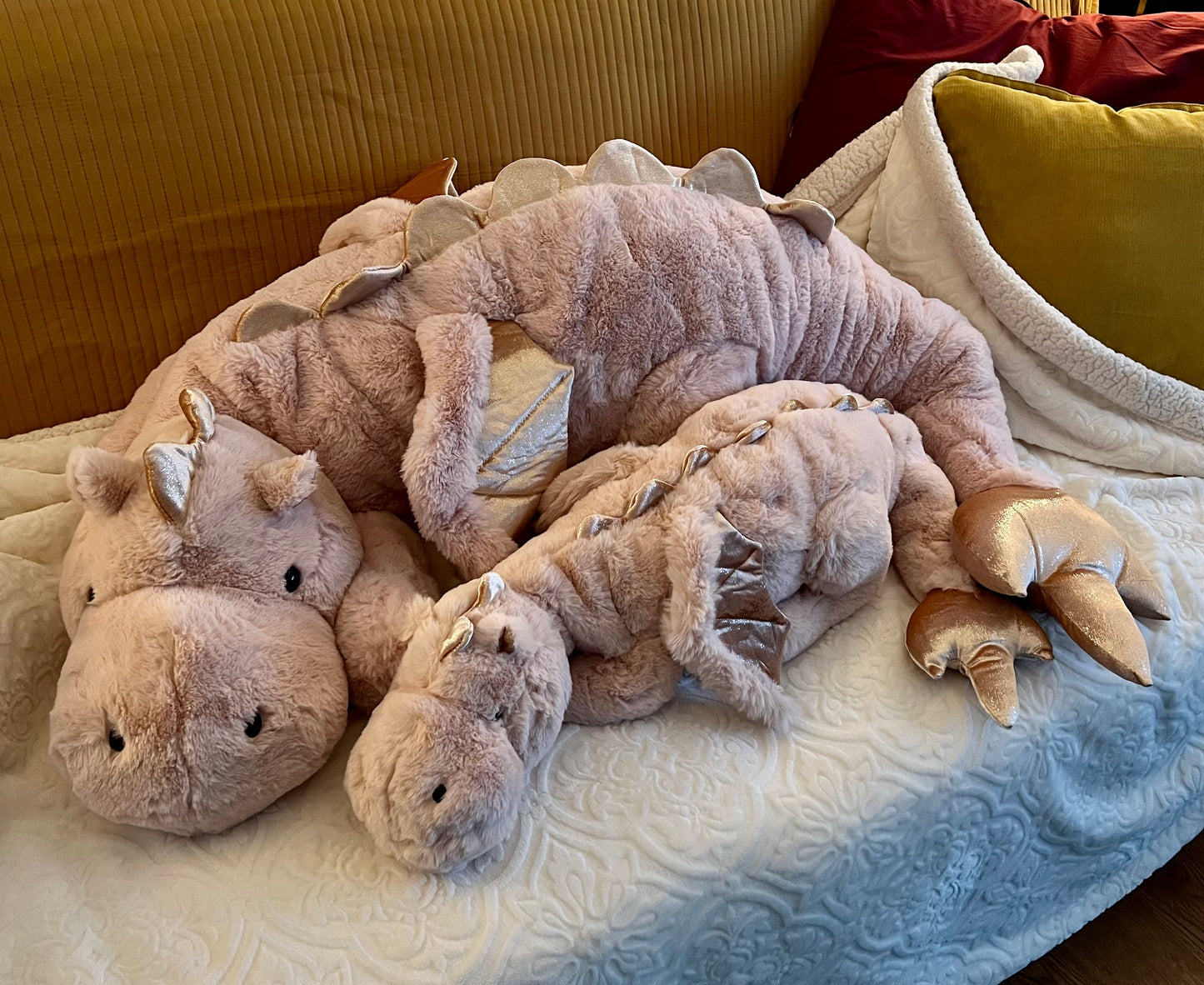 PREORDER - Jumbo Pink Magnolia Snuggle Dragon Plushie - 59 inches