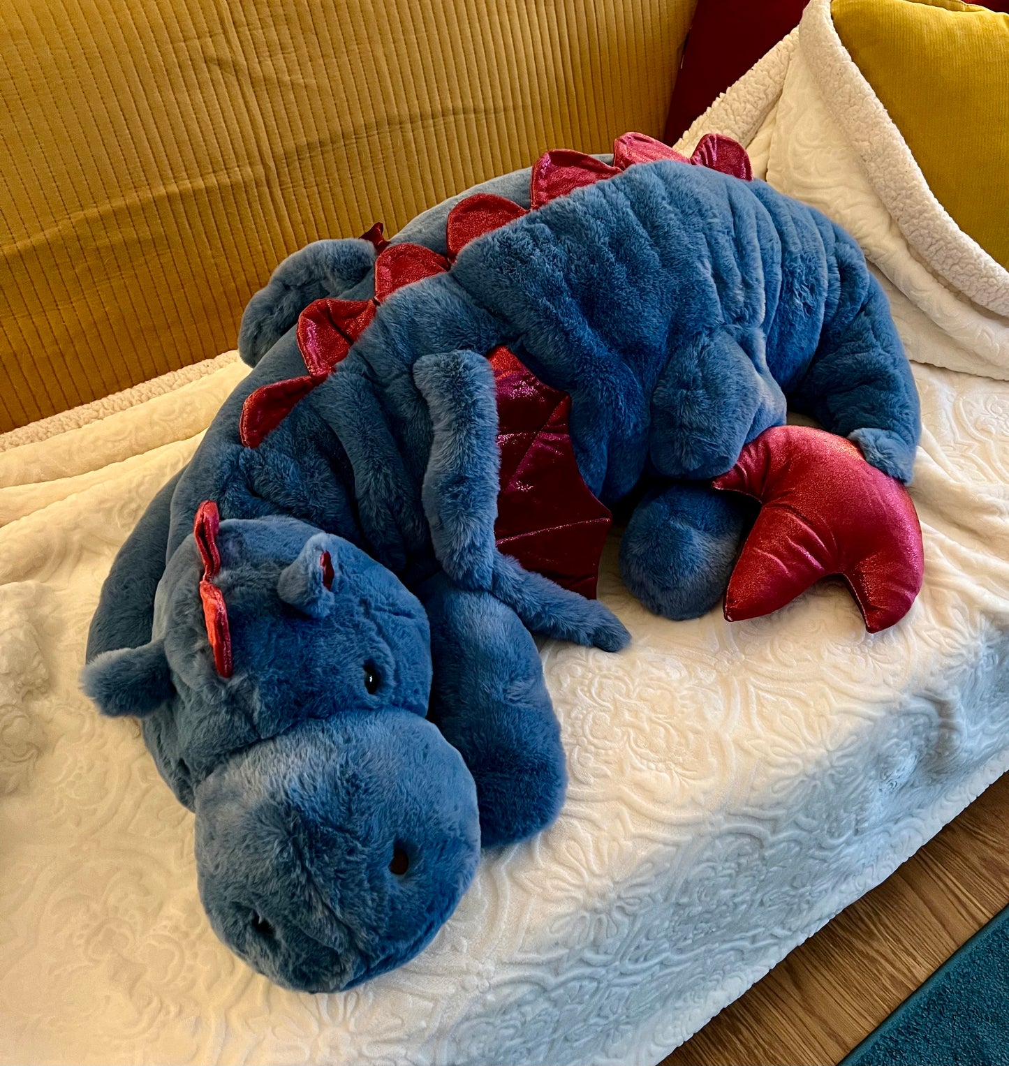 PREORDER - Jumbo Blue Strawberry Snuggle Dragon Plushie - 59 inches
