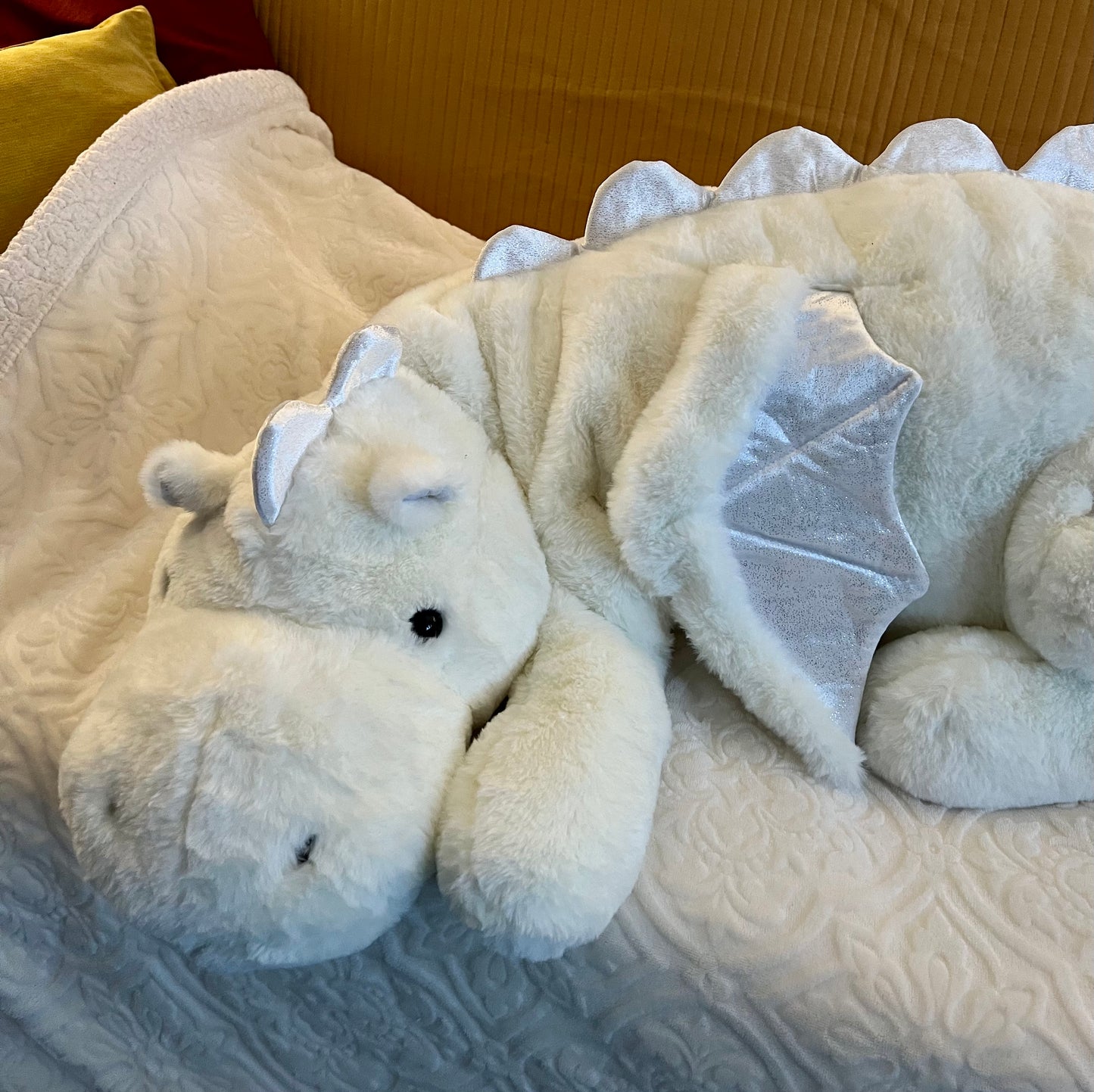 PREORDER - Jumbo White Lotus Snuggle Dragon Plushie - 59 inches