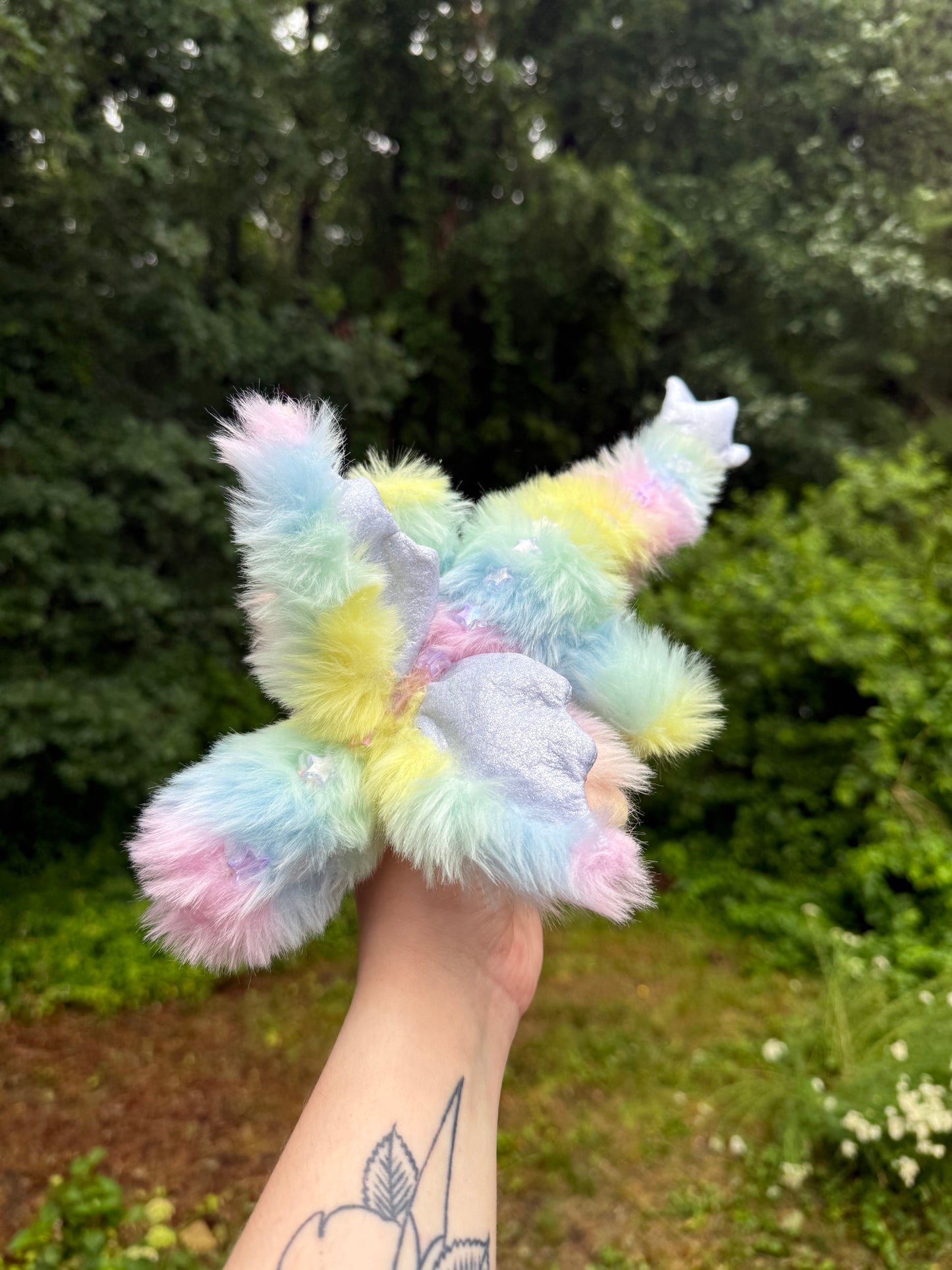 Starry-Eyed Pastel Rainbow Baby Dragon Plushie