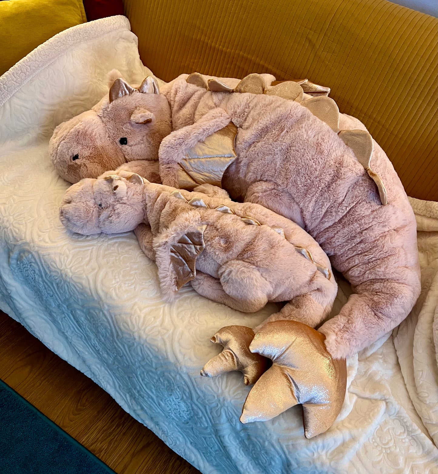 PREORDER - Jumbo Pink Magnolia Snuggle Dragon Plushie - 59 inches