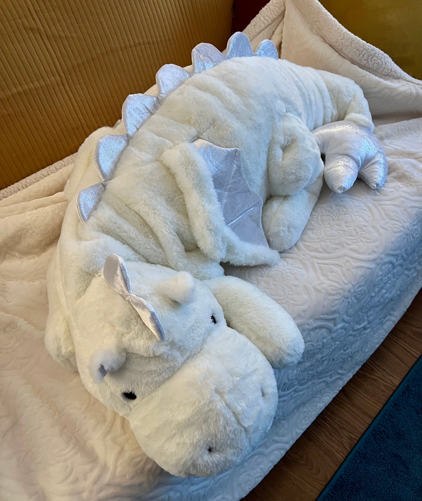 PREORDER - Jumbo White Lotus Snuggle Dragon Plushie - 59 inches