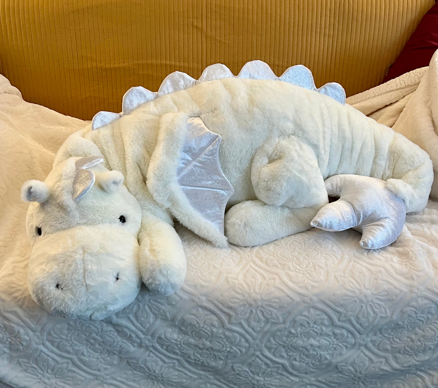 PREORDER - Jumbo White Lotus Snuggle Dragon Plushie - 59 inches