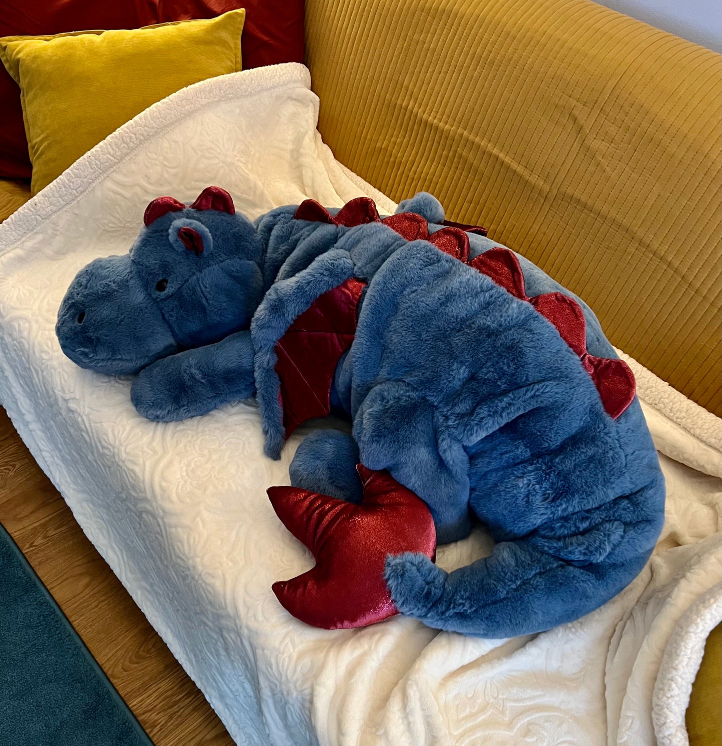 PREORDER - Jumbo Blue Strawberry Snuggle Dragon Plushie - 59 inches