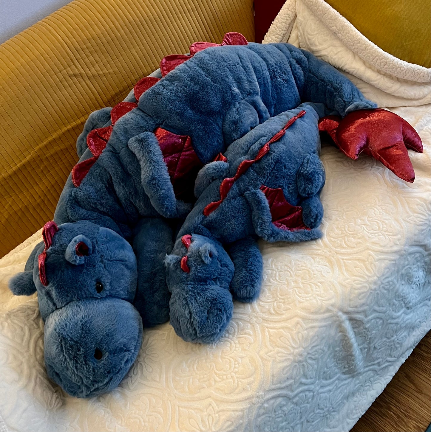 PREORDER - Jumbo Blue Strawberry Snuggle Dragon Plushie - 59 inches