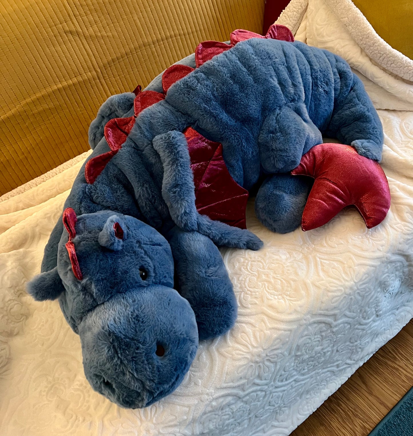 PREORDER - Jumbo Blue Strawberry Snuggle Dragon Plushie - 59 inches