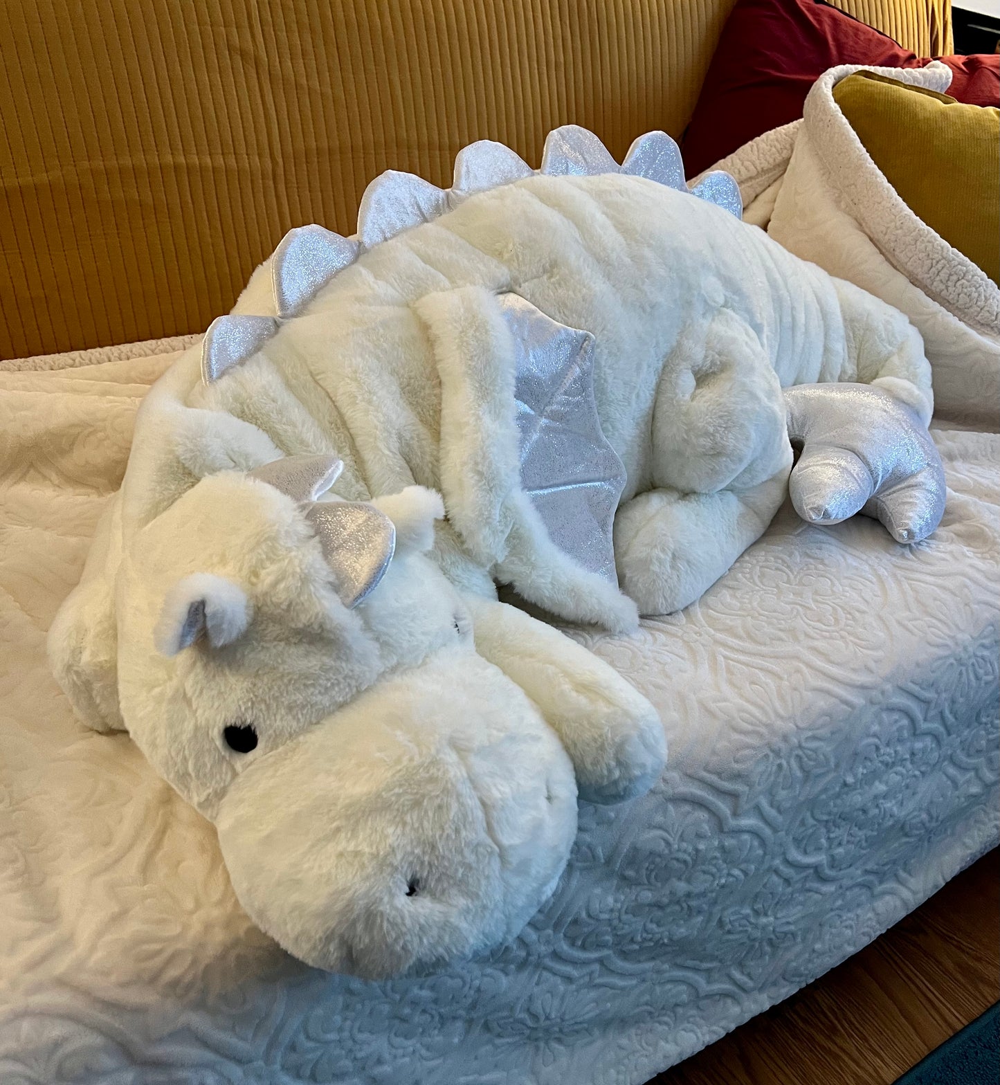 PREORDER - Jumbo White Lotus Snuggle Dragon Plushie - 59 inches
