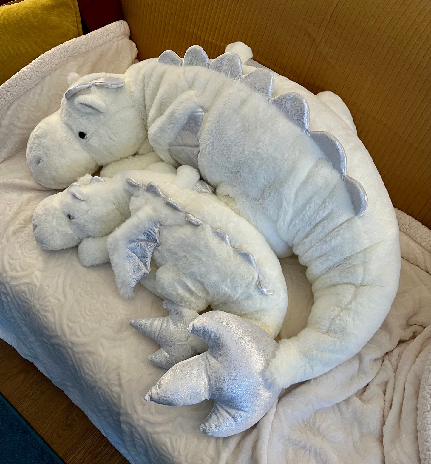 PREORDER - Jumbo White Lotus Snuggle Dragon Plushie - 59 inches