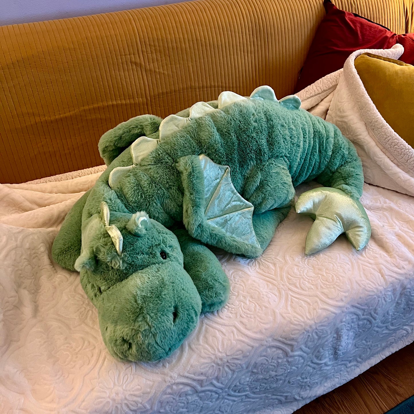 READY TO SHIP - Jumbo Green Clover Snuggle Dragon Familiar Plushie - 59 inches