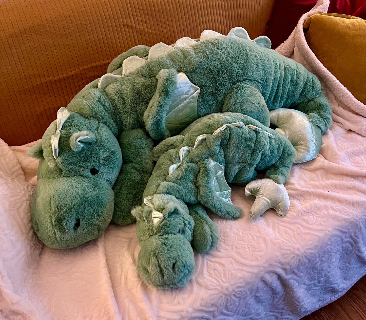 READY TO SHIP - Jumbo Green Clover Snuggle Dragon Familiar Plushie - 59 inches