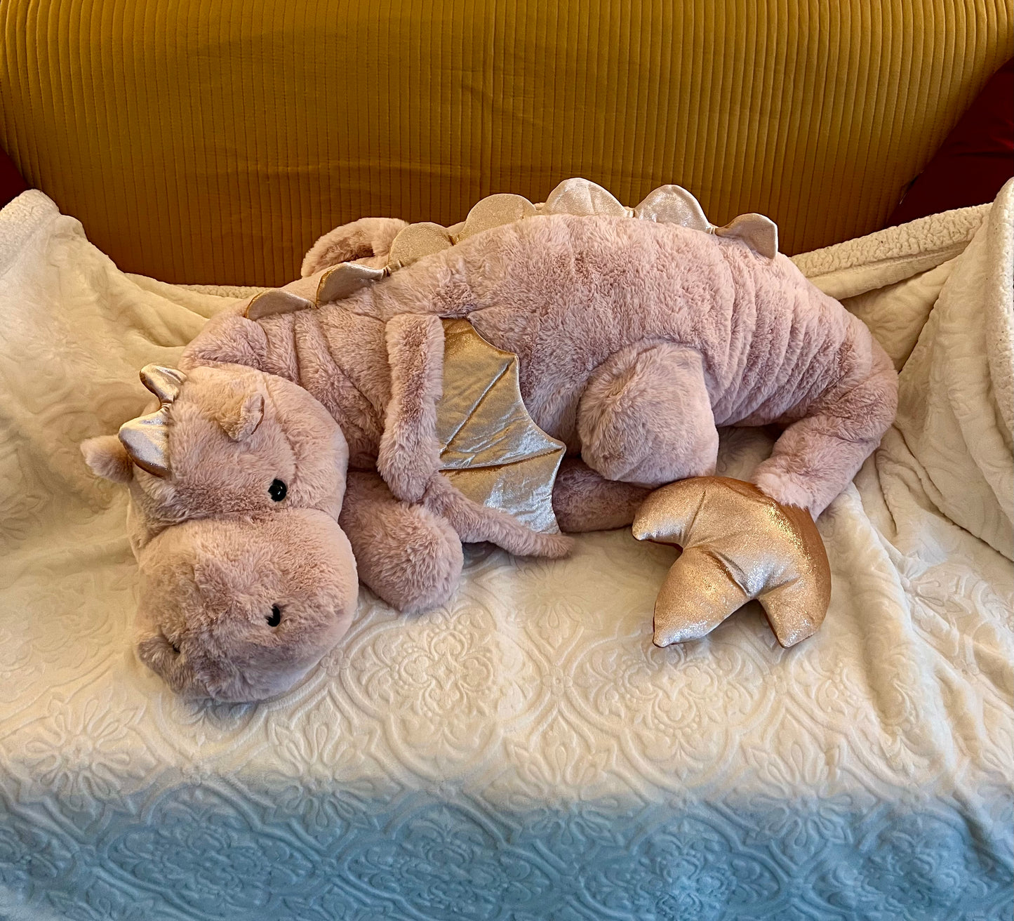 PREORDER - Jumbo Pink Magnolia Snuggle Dragon Plushie - 59 inches