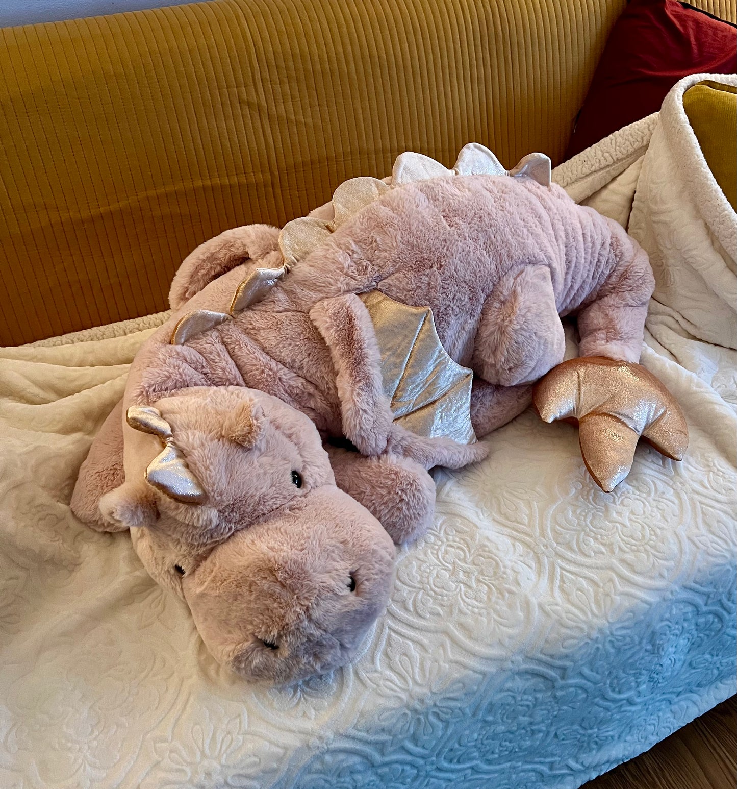PREORDER - Jumbo Pink Magnolia Snuggle Dragon Plushie - 59 inches