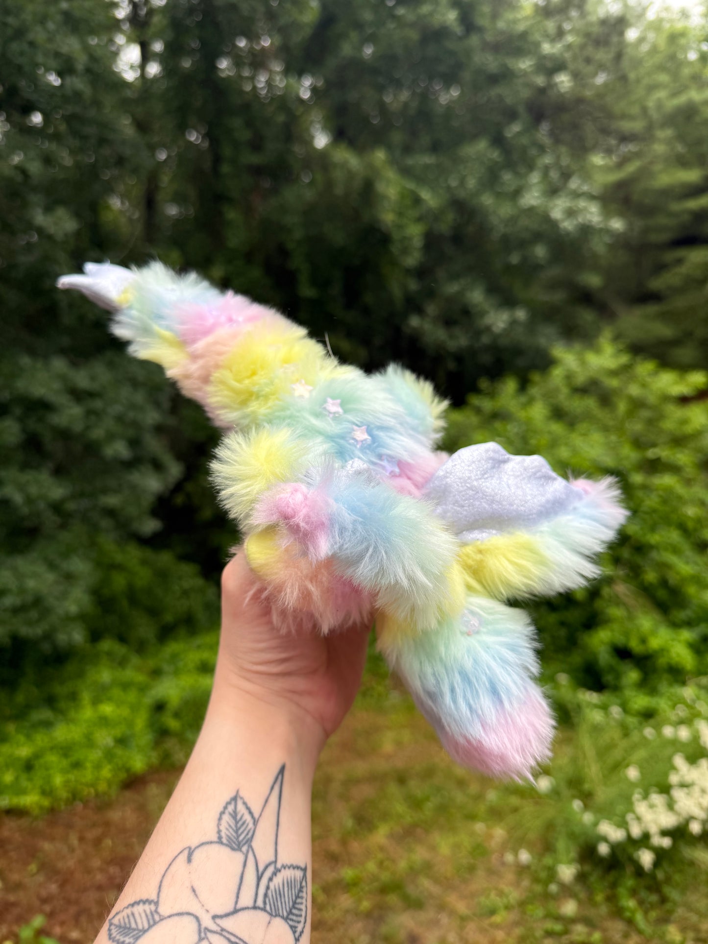Starry-Eyed Pastel Rainbow Baby Dragon Plushie