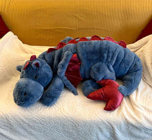 PREORDER - Jumbo Blue Strawberry Snuggle Dragon Plushie - 59 inches