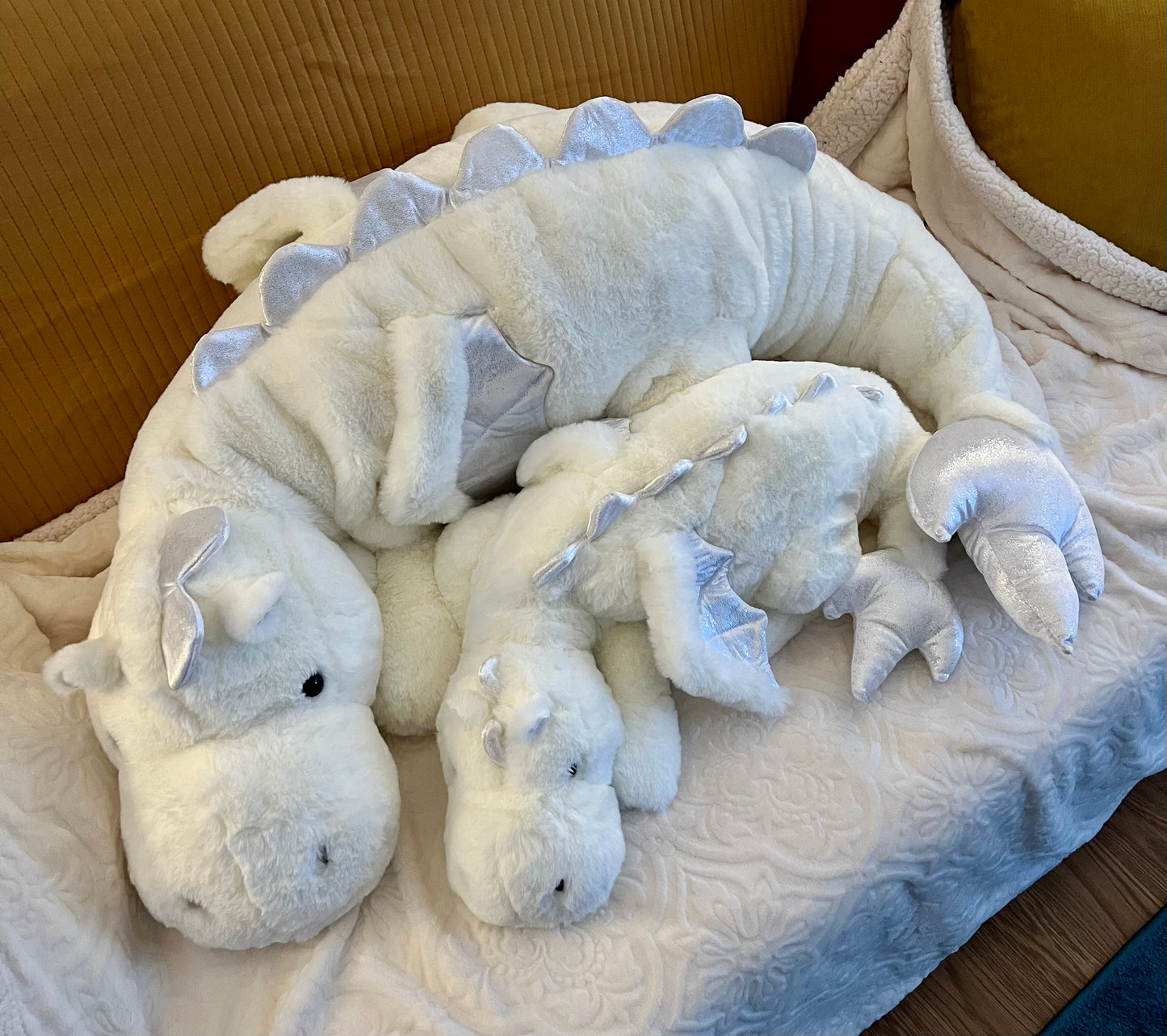 PREORDER - Jumbo White Lotus Snuggle Dragon Plushie - 59 inches